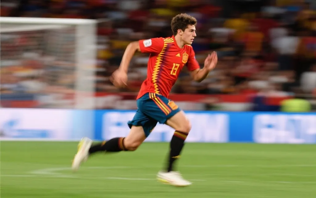 西班牙队青春风暴与边路突破的比赛画面