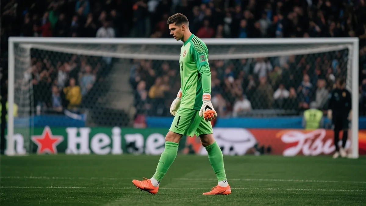 点球大战前的球员与门将对峙，体现心理博弈